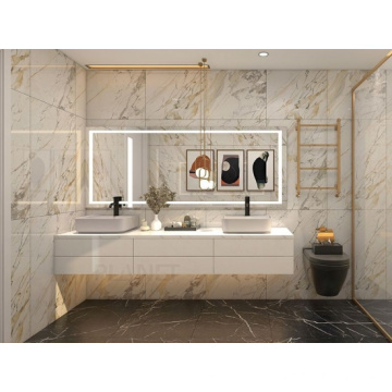 Armoire de vanité de vanité de salle de bain de lavabo en marbre naturel en marbre